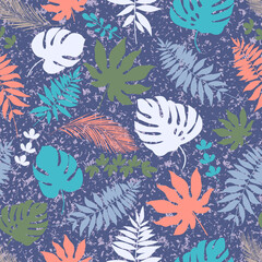 Tropical Foliage Jungle Pattern Philodendron Leaves Forest Vector	