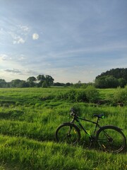 Fototapeta premium bicycle on a green field