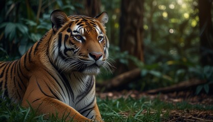 Obraz premium Majestic Tiger in Lush Greenery
