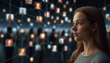 Obraz premium Woman in Digital Network Connection
