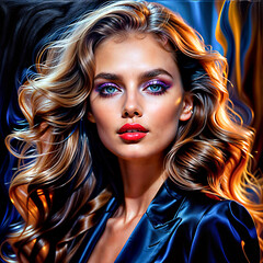 Fototapeta premium A Painting of Timeless Elegance: Flawless Beauty with a Touch of Fashion and Care