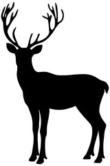 Obraz premium Silhouette of deer in black, isolated 