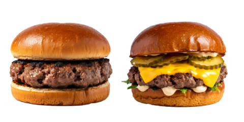 Cheeseburger Burger with Cheese, Pickles, Mayo & Lettuce, Plain Hamburger, Bun, Delicious Food Isolated Transparent PNG