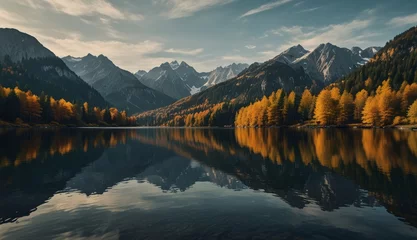 Papier peint photo Le salon Autumn Reflections in Mountain Lake  © Василь Тігай
