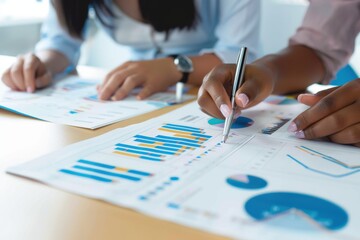 Deciphering some business data Closeup shot two businesswomen analysing graphs in an office