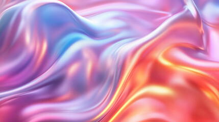 Obraz premium Background with abstract waves. Vibrant holographic chrome gradient. AI generative