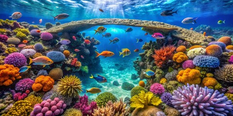 Underwater Paradise A Vibrant Coral Reef with Colorful Fish, Coral Reef, Underwater, Fish