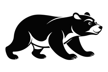  A black and white Bear animal running looking on camera vector art illustration