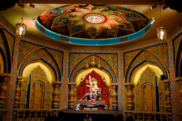 09 September 2024, Pune, Maharashtra, India, Beautiful idol of Lord Ganesh installed by Bhausaheb...