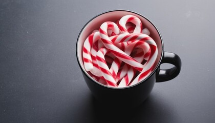 Red and White Candy Canes in a Black Mug for Christmas