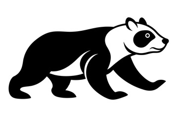  A black and white Bear animal running looking on camera vector art illustration