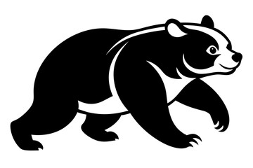  A black and white Bear animal running looking on camera vector art illustration