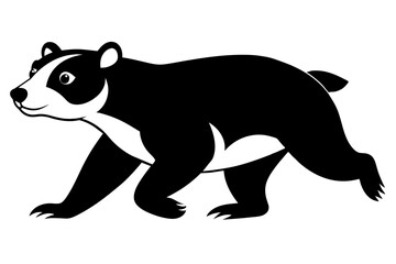  A black and white Bear animal running looking on camera vector art illustration