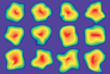 Obraz premium Abstract tree rings. Vector topographic map concept background. Rainbow color gradation