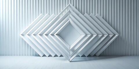 Obraz premium Geometric White Wall with Diamond Pattern, minimalist , architecture , interior design