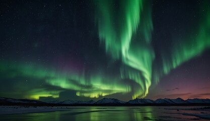 Obraz premium Enchanting Northern Lights Over Mountains