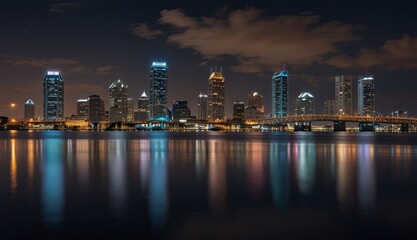 Fototapeta premium City Lights Reflected at Night