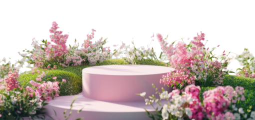 PNG Product podium with a flower hills landscape outdoors nature.