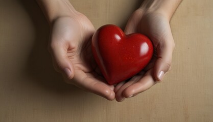 Obraz premium Hands Holding a Red Heart