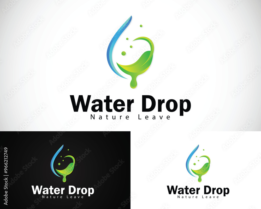 Wall mural water drop logo creative nature leave health care mineral business design