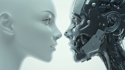 Futuristic robotic profile with intricate circuitry details