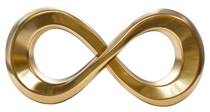 PNG Golden infinity symbol sculpture
