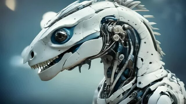 Cyborg Dinosaur in Futuristic Setting