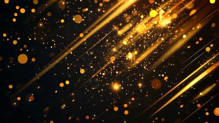 Fototapeta premium Elegant golden scene diagonal glowing with lighting effect sparkle on black background. Template premium award design. Vector illustration