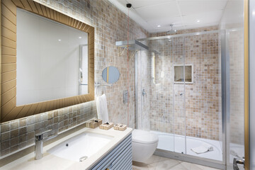 Hotel Room Bathroom with Modern Amenities