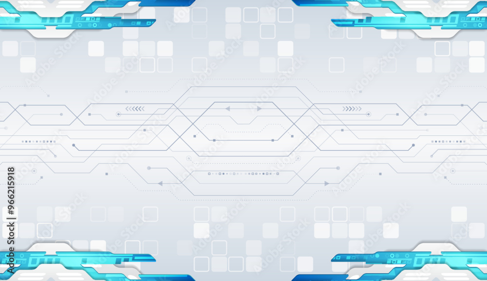 Poster Cyber connection on the white background. Hi-tech communication design. Electronic vector illustration. Abstract modern digital science technology futuristic circuit board.