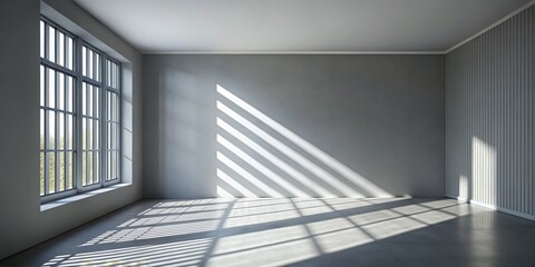 Fototapeta premium Sunlit Empty Room with Window and Wall Paneling, Interior Design, Minimalism, Modern,