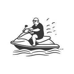 A man in sunglasses riding a jet ski