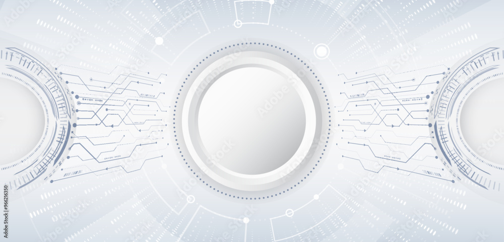 Aufkleber Digital internet communication on grey background. Wide Cyber security internet and networking concept. Hi-tech vector illustration with various technology elements. Abstract global sci fi concept.