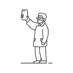 Obraz premium A Man Taking a Selfie with a Smartphone