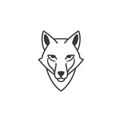 A minimalist line art illustration of a wolfs head facing forward