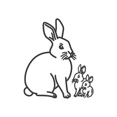 Obraz premium A Mother Rabbit Sitting With Two Baby Bunnies