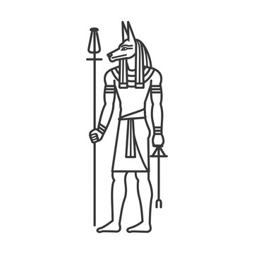 recommend clip art: Anubis the Egyptian God of the Dead with a Staff and Ankh
