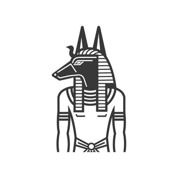 recommend clip art: Anubis the Egyptian God of the Dead Depicted in a Black and White Line Art Style