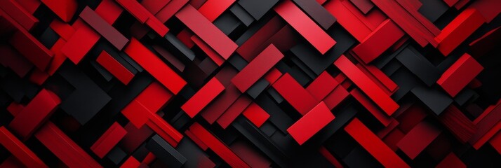A captivating abstract geometric design featuring a mesmerizing interplay of red and black rectangular shapes, creating a dynamic and modern visual experience. This design symbolizes energy, contrast,