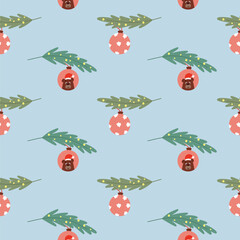 Seamless pattern Merry Christmas and Happy New Year. Winter illustration for banner, poster, cover. Vector
