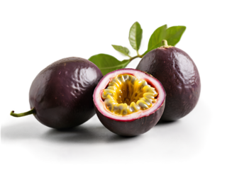 A_whole_passionfruit,_isolated_on_a_white_background,_with_full_depth_of_field.