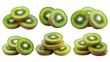 Fototapeta premium kiwi fruit slices isolated on a transparent background PNG