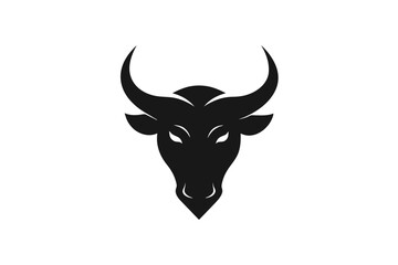 A Bull head icon, featuring a modern stylish shape with an underline, set on a solid white background vector art illustration