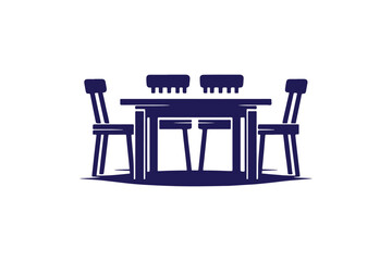 a table and chairs icon on a white background