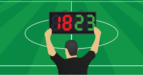 Soccer substitution notice. vector illustration