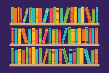 Bookshelf with books. Vector illustration for banners, advertising, shops, libraries, schools, universities, educational courses. © Sun_Rise
