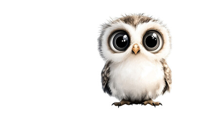 Fototapeta premium A cute and fluffy young owl with large eyes, perfect for nature-themed projects or children's media.