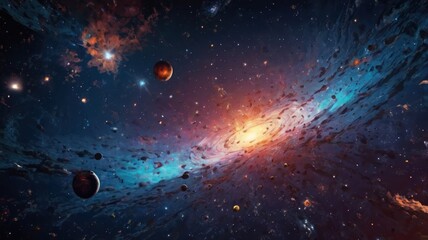 Obraz premium Wallpaper illustration game art galaxy and meteorites