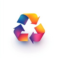 Vibrant 3D recycling icon with colorful gradient design on a clean white background