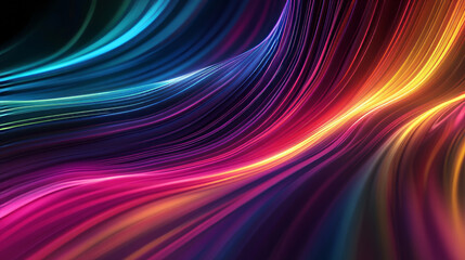 Abstract background, smooth multicolored lines on a black background. Design element. Soft lines. 3d rendering